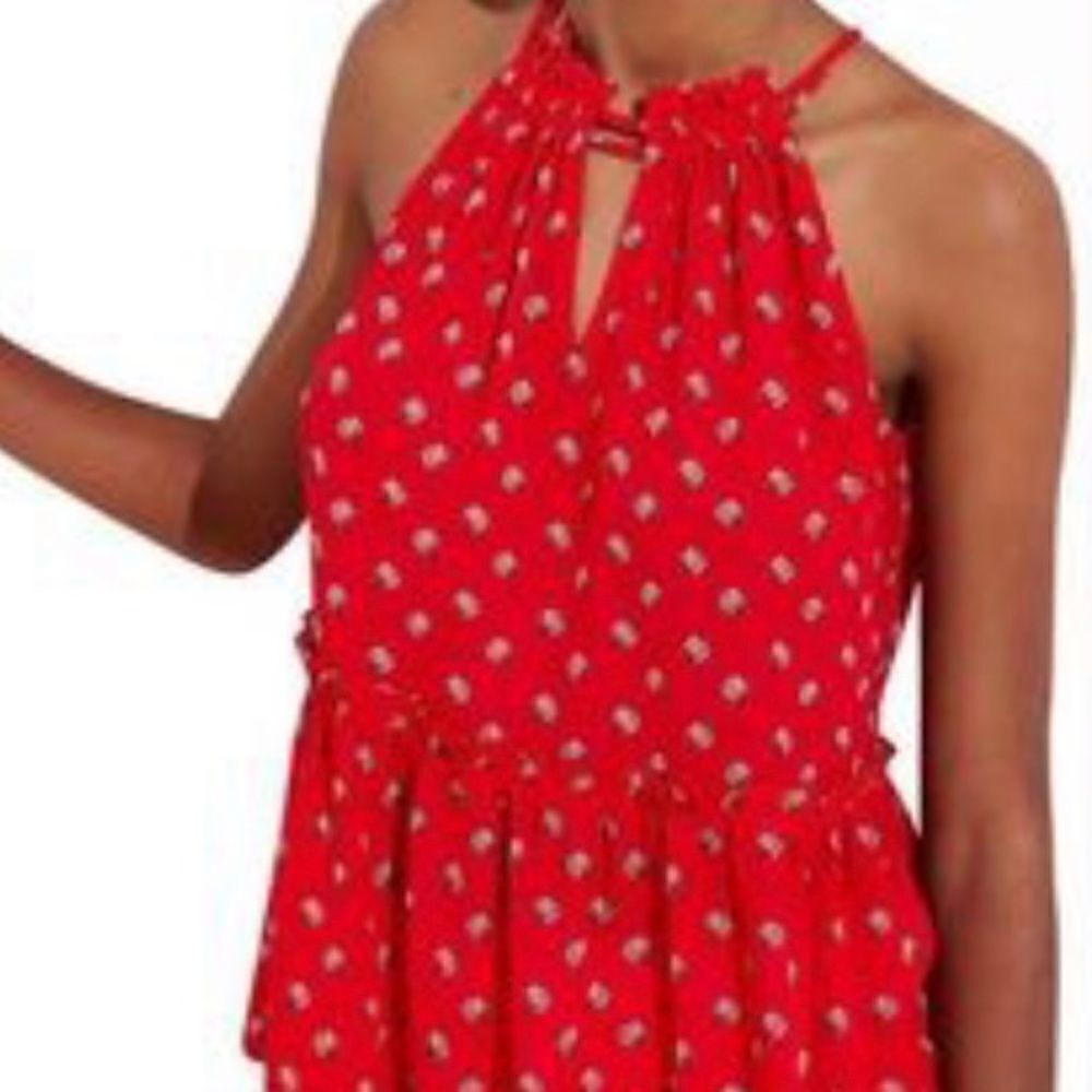 LOFT Red Marigold Peplum Halter Tank Top/Cami